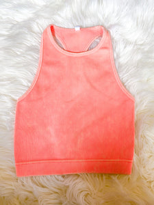 Neon Coral Washed Ribbed Seamless Brami NTW6117AB