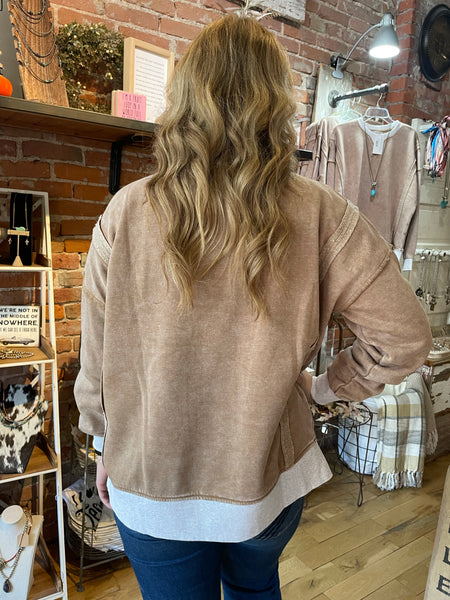 Deep Camel Contrast Trip Pullover OTW-4580Y
