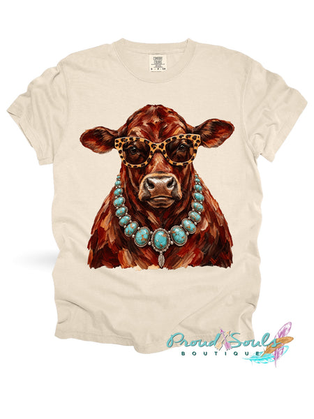 Western Glam Red Cow Tee PO
