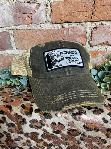 Vintage Distressed Embroidered Hereford Cap