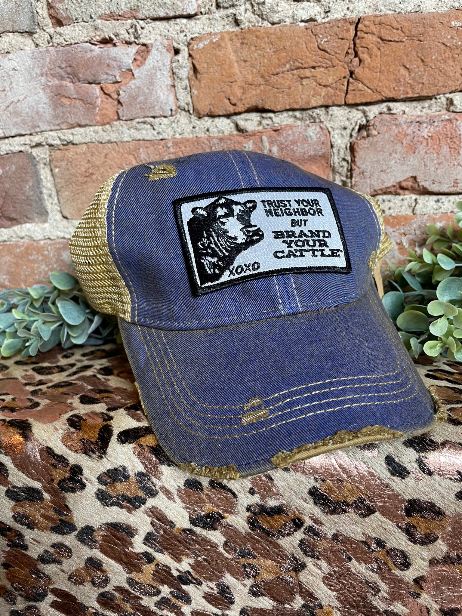 Vintage Distressed Embroidered Angus Cap
