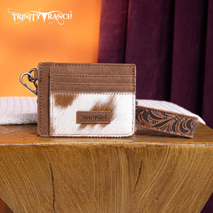 Trinity Ranch Hair-On Cowhide Collection Key Ring Card Case - Brown