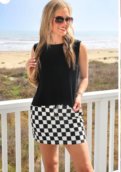 Checkerboard Checkered Skort