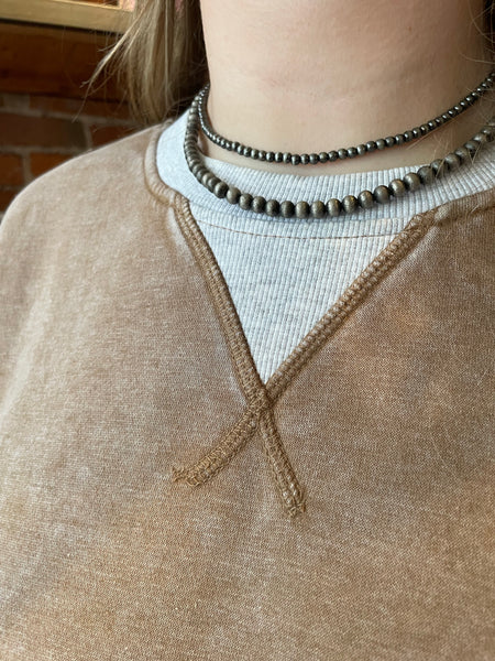 Deep Camel Contrast Trip Pullover OTW-4580Y