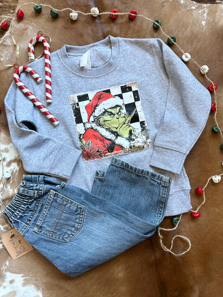 Kids Checkered Grinch Crewneck RTS