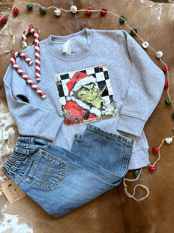 Kids Checkered Grinch Crewneck RTS