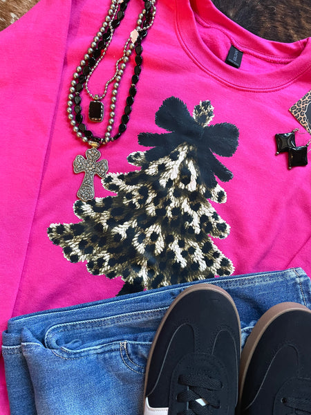 Leopard Christmas Tree Crewneck RTS