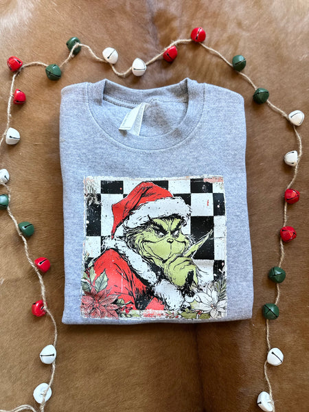 Kids Checkered Grinch Crewneck RTS