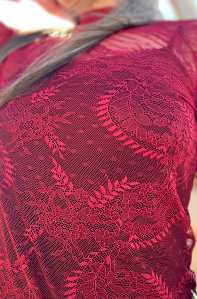 Write it in Red Lace Top