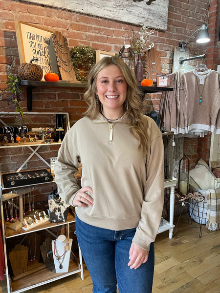 Ash Mocha Fleece Quarter Zip OT-4357D4