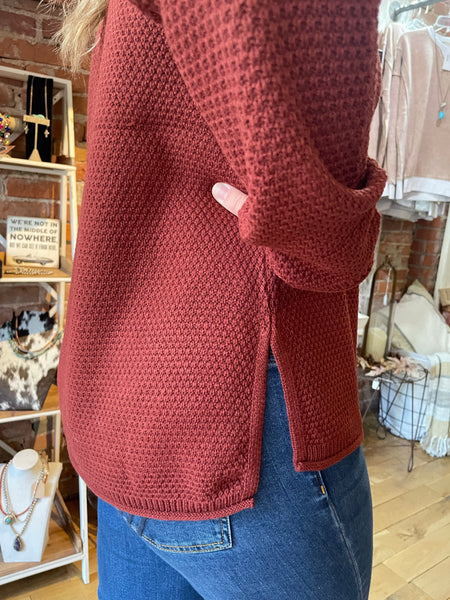 Dk Rust Henley Basic Sweater TW-2326A