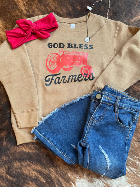 Kids God Bless Farmers Crewneck