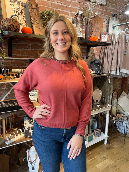 H Rust Viscose Front Seam Sweater TW-2616Y