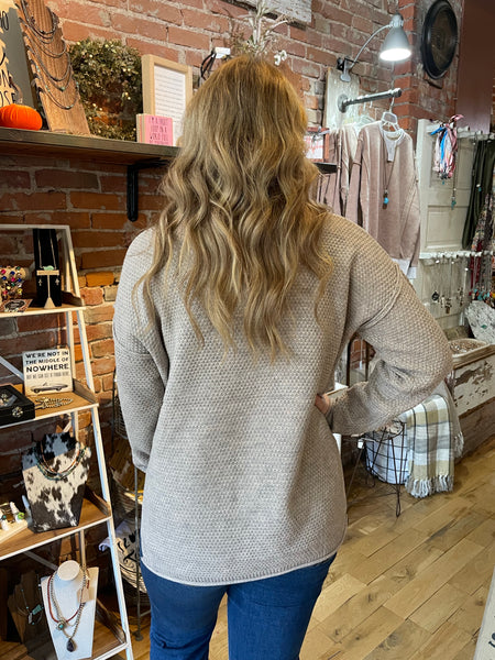 H Mocha Henley Basic Sweater TW-2326A