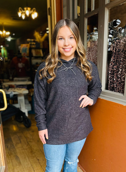 Black Hooded Melange Sweater HT2207