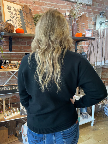 Black Viscose Front Seam Sweater TW-2616Y