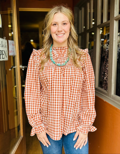 Rust Gingham Top HCT7276A