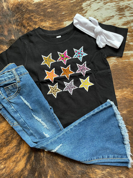 Kids Multi Leopard Star Tee RTS