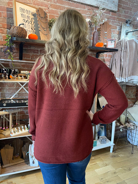 Dk Rust Henley Basic Sweater TW-2326A