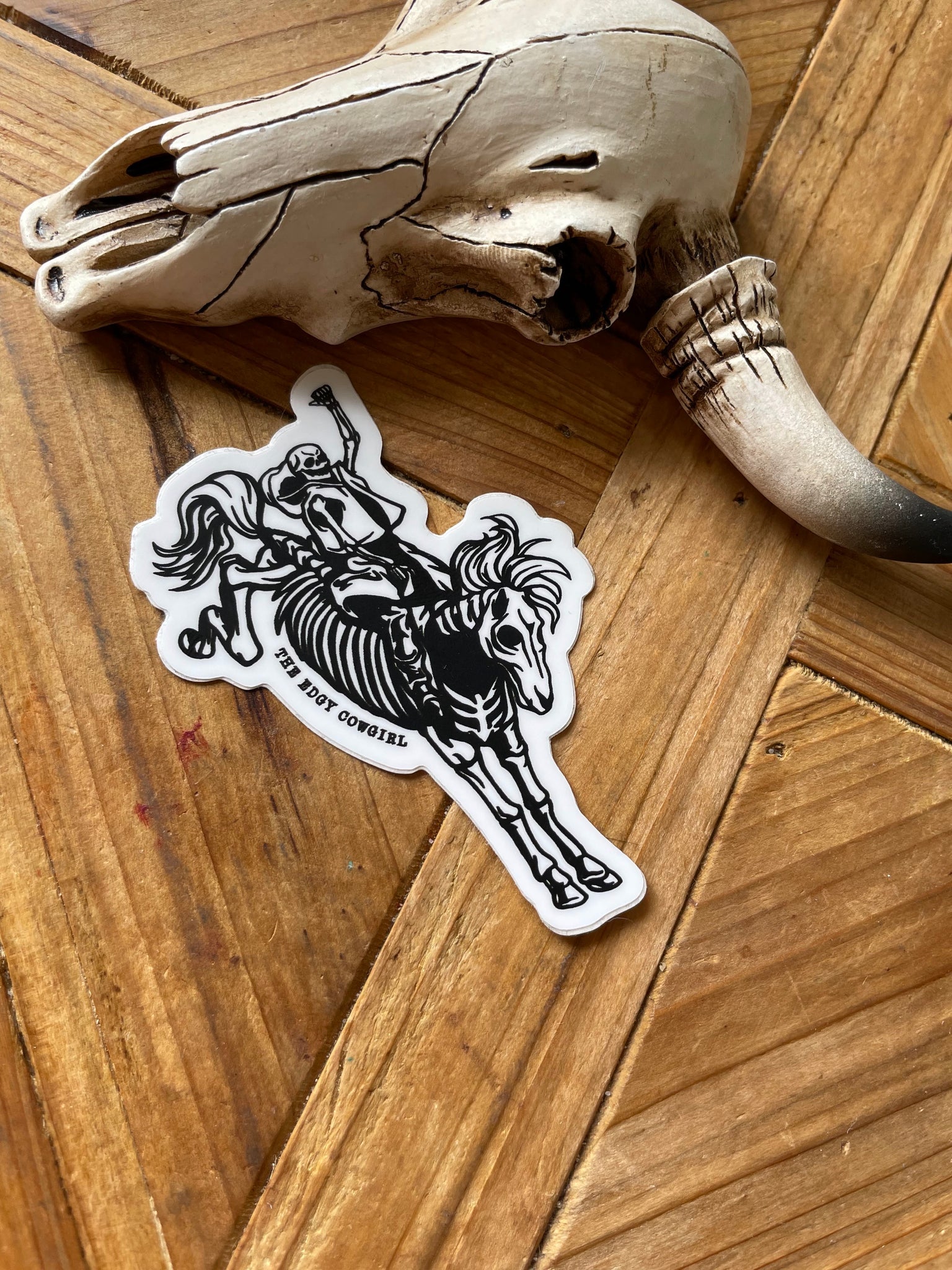Buckin' Bronc Skeleton Sticker