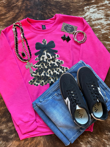 Leopard Christmas Tree Crewneck RTS