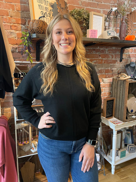Black Viscose Front Seam Sweater TW-2616Y