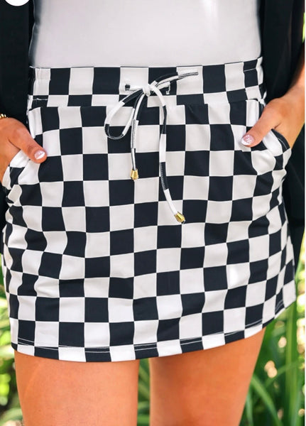 Checkerboard Checkered Skort