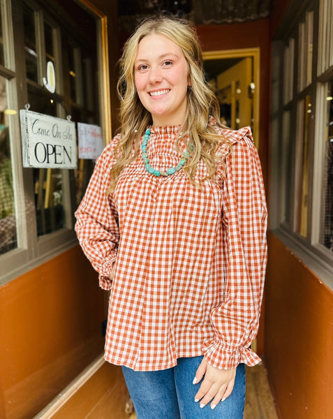 Rust Gingham Top HCT7276A