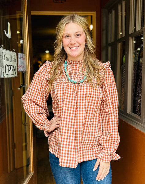 Rust Gingham Top HCT7276A