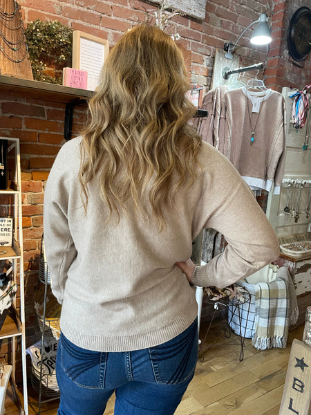 H Mocha Viscose Front Seam Sweater TW-2616Y