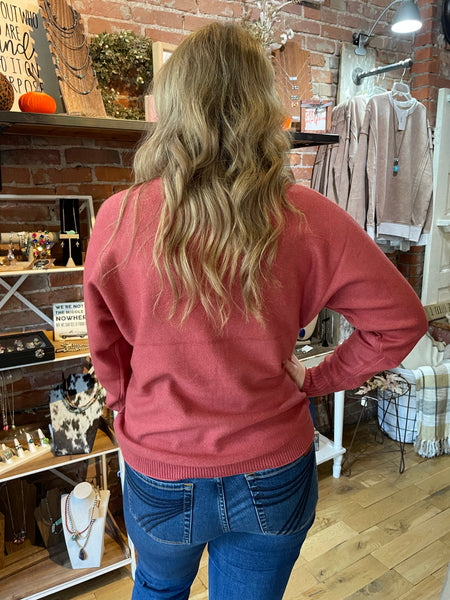 H Rust Viscose Front Seam Sweater TW-2616Y