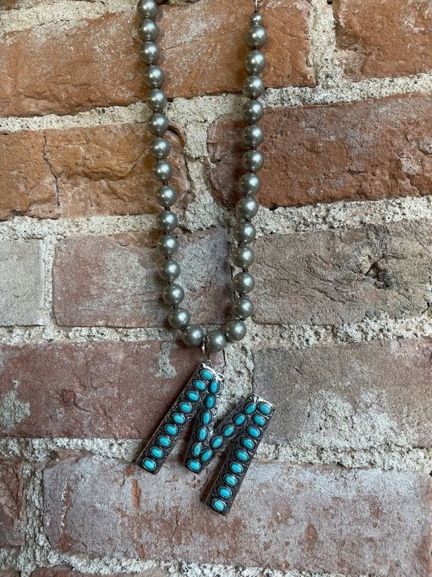 Large Turquoise Letter Necklace