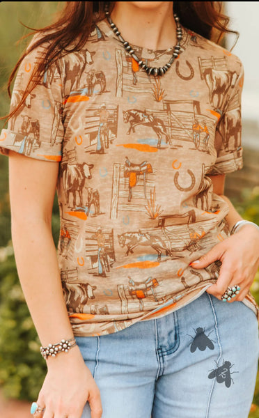 Sunset Ranch Tee Retro