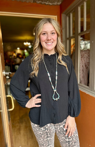 Black Woven Blouse HCT7200A