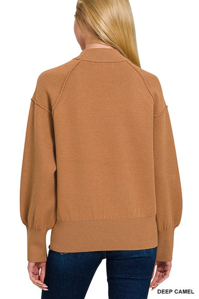 H Deep Camel Exposed Seam Sweater TW-2381Y