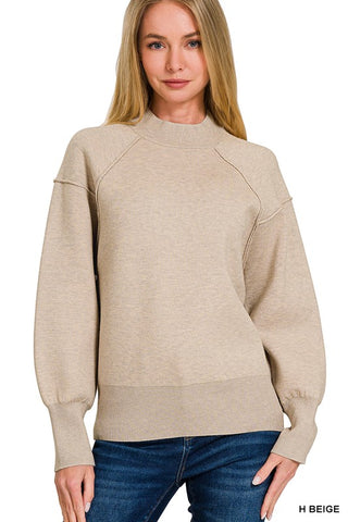 H Beige Exposed Seam Sweater TW-2381Y