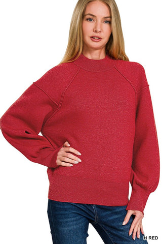 H Red Exposed Seam Sweater TW-2381Y