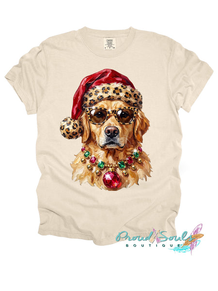 Glam Christmas Golden Retriever Tee PO