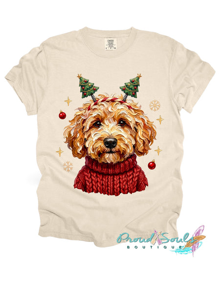 Glam Christmas Goldendoodle Tee PO