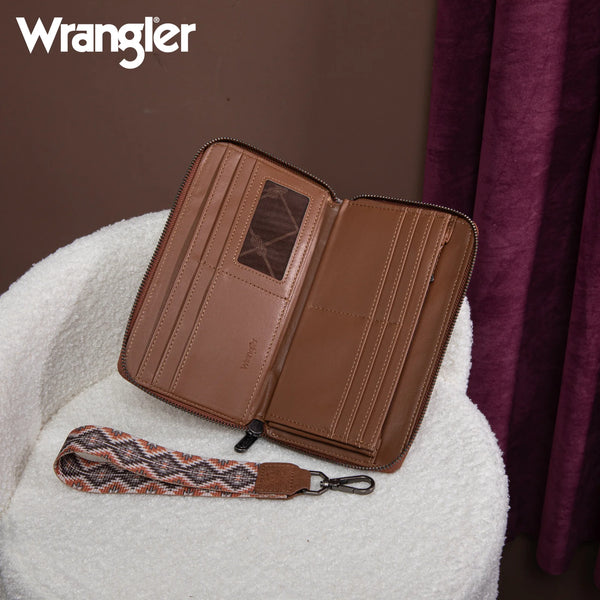 Wrangler Southwestern Art Print Wallet - BROWN