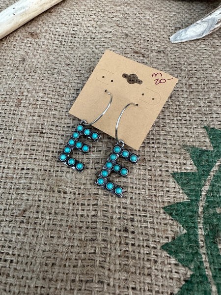 Turquoise Letter Earrings (M)