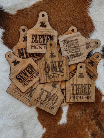 Wooden Monthly Milestone Eartags