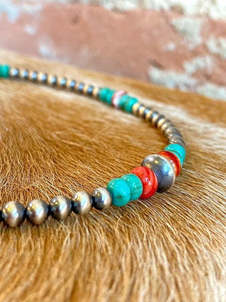 Pearl/Turquoise/Coral Necklace (M)