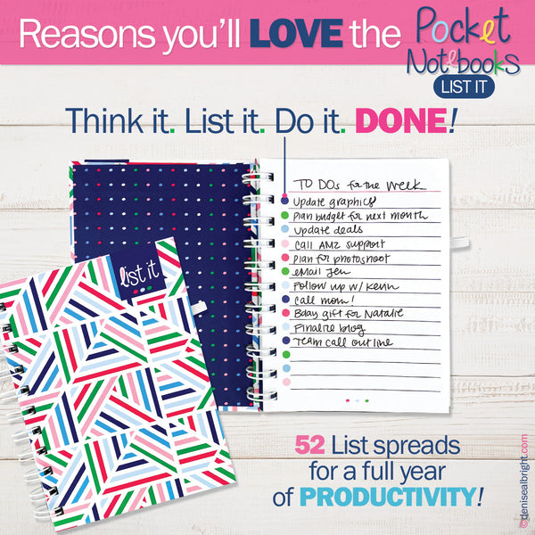 Mini Pocket Notebooks | List, Plan, Doodle | 2 Styles - Denise Albright® 