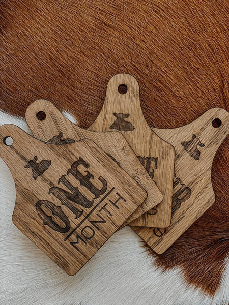 Wooden Monthly Milestone Eartags