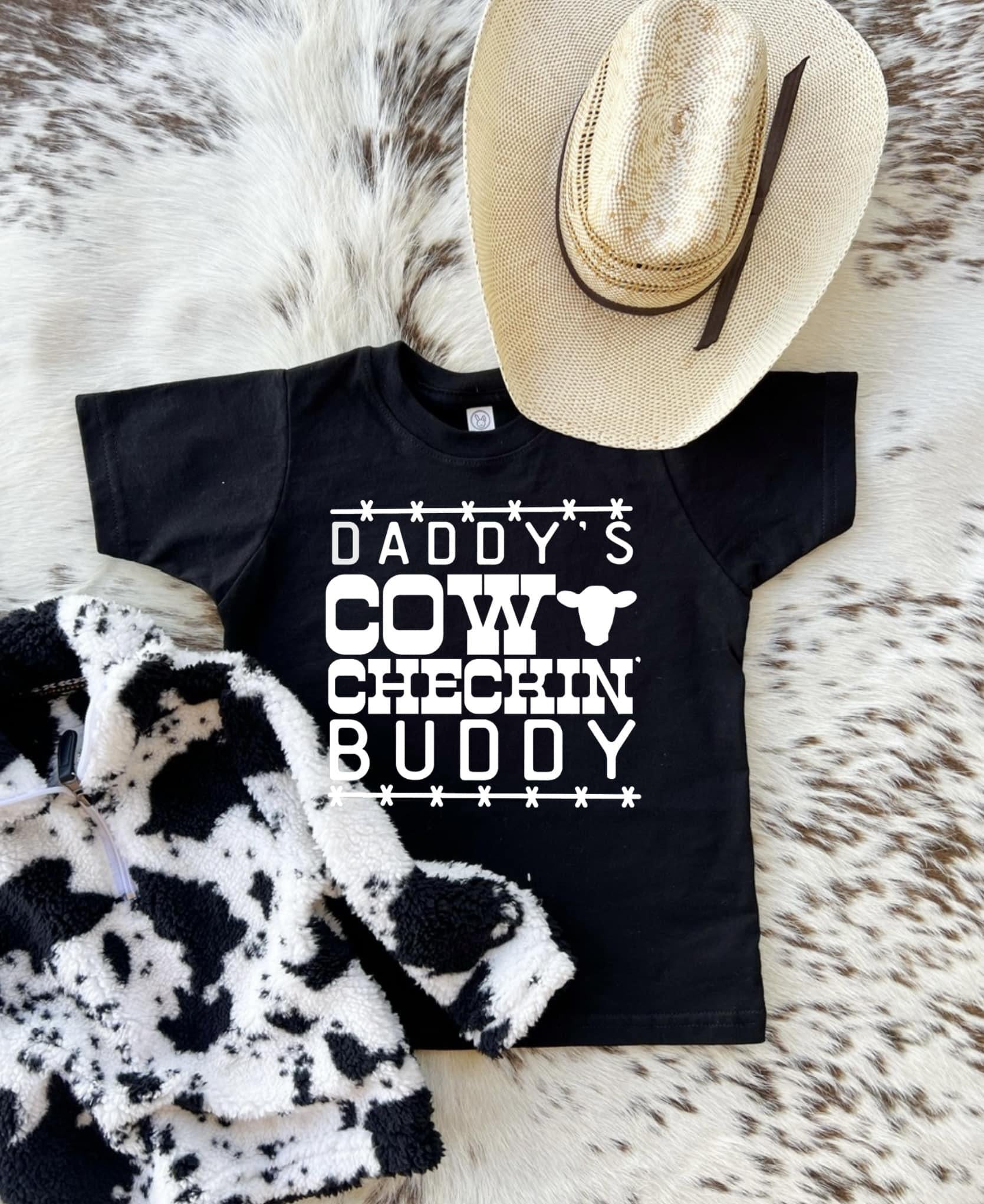 Black Daddy's Cow Checkin' Buddy Kids Tee