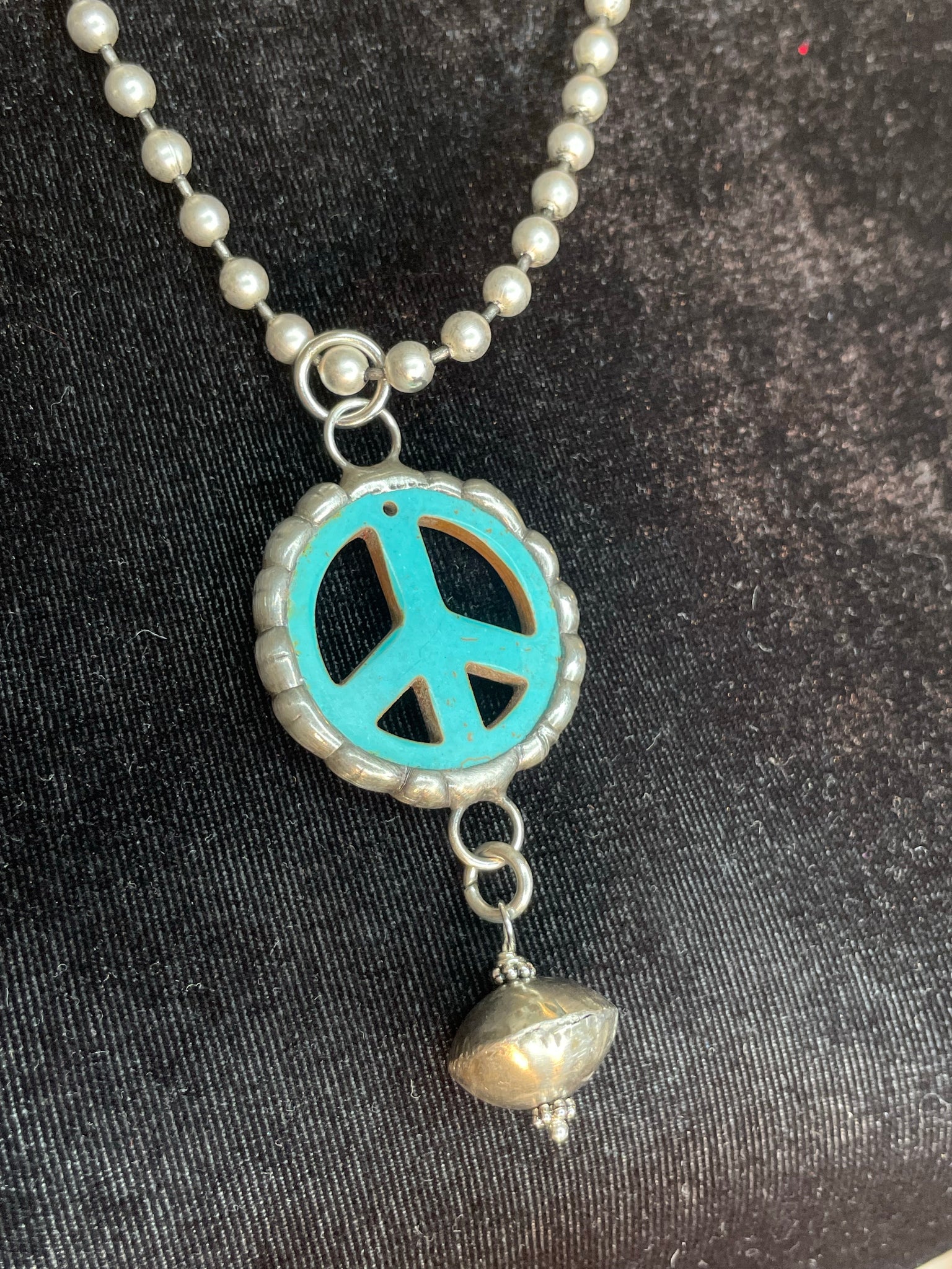 Turquoise Peace Sign Pendant Necklace (M)
